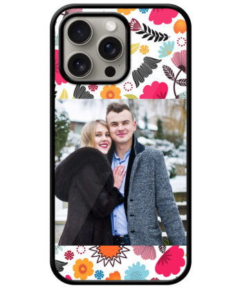 Floral Design With White Background Customised Glossy Metal TPU Mobile Cover