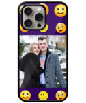 Smiley Pattern With Violet Background Customised Glossy Metal TPU Mobile Cover