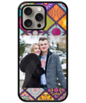 Multicolor Vector Flower Dotted Square Pattern Customised Glossy Metal TPU Mobile Cover