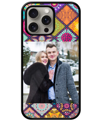 Multicolor Vector Flower Dotted Square Pattern Customised Glossy Metal TPU Mobile Cover