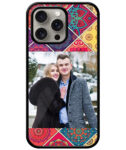 Multicolor Vector Flower Square Pattern Design Customised Glossy Metal TPU Mobile Cover