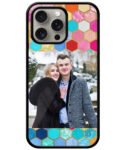 Multicolor Hexagon Pattern Customised Glossy Metal TPU Mobile Cover