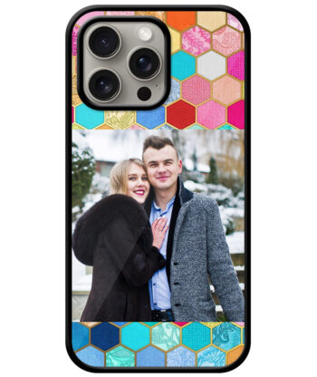 Multicolor Hexagon Pattern Customised Glossy Metal TPU Mobile Cover