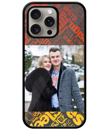 Text Print Design With Grey Background Customised Glossy Metal TPU Mobile Cover