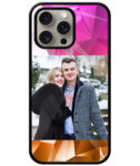 Orange Pink Crystal Pattern Customised Glossy Metal TPU Mobile Cover