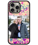 Pink Blue Heart Artwork With Beige Background Customised Glossy Metal TPU Mobile Cover