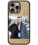 Jute Fabric Texture Customised Glossy Metal TPU Mobile Cover