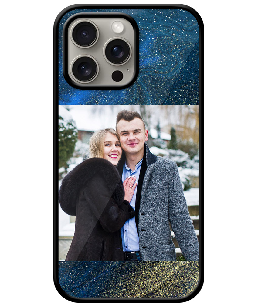 Blue Gold Liquid Marble Customised Glossy Metal TPU Mobile Cover