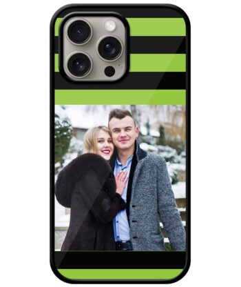 Green Black Stripe Customised Glossy Metal TPU Mobile Cover