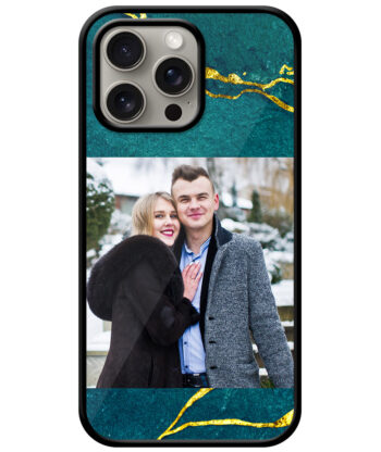Green Gold Marble Texture Customised Glossy Metal TPU Mobile Cover