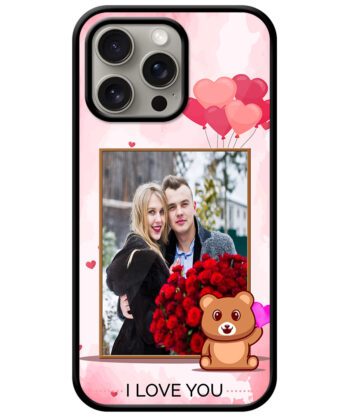 I Love You Message With Red Abstract Background Customised Glossy Metal TPU Mobile Cover