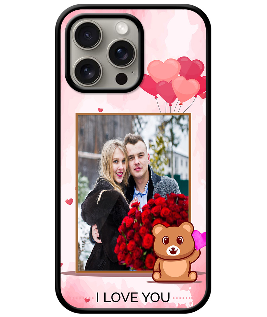 I Love You Message With Red Abstract Background Customised Glossy Metal TPU Mobile Cover