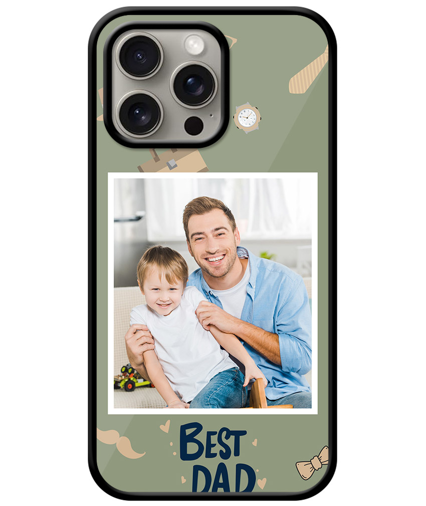 Best Dad Design With Sage Green Background Customised Glossy Metal TPU Mobile Cover