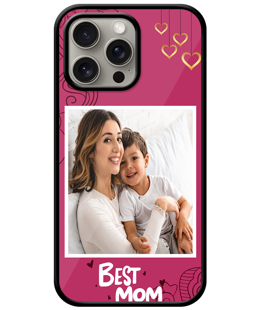 Best Mom Design With Soft Maroon Background Customised Glossy Metal TPU Mobile Cover