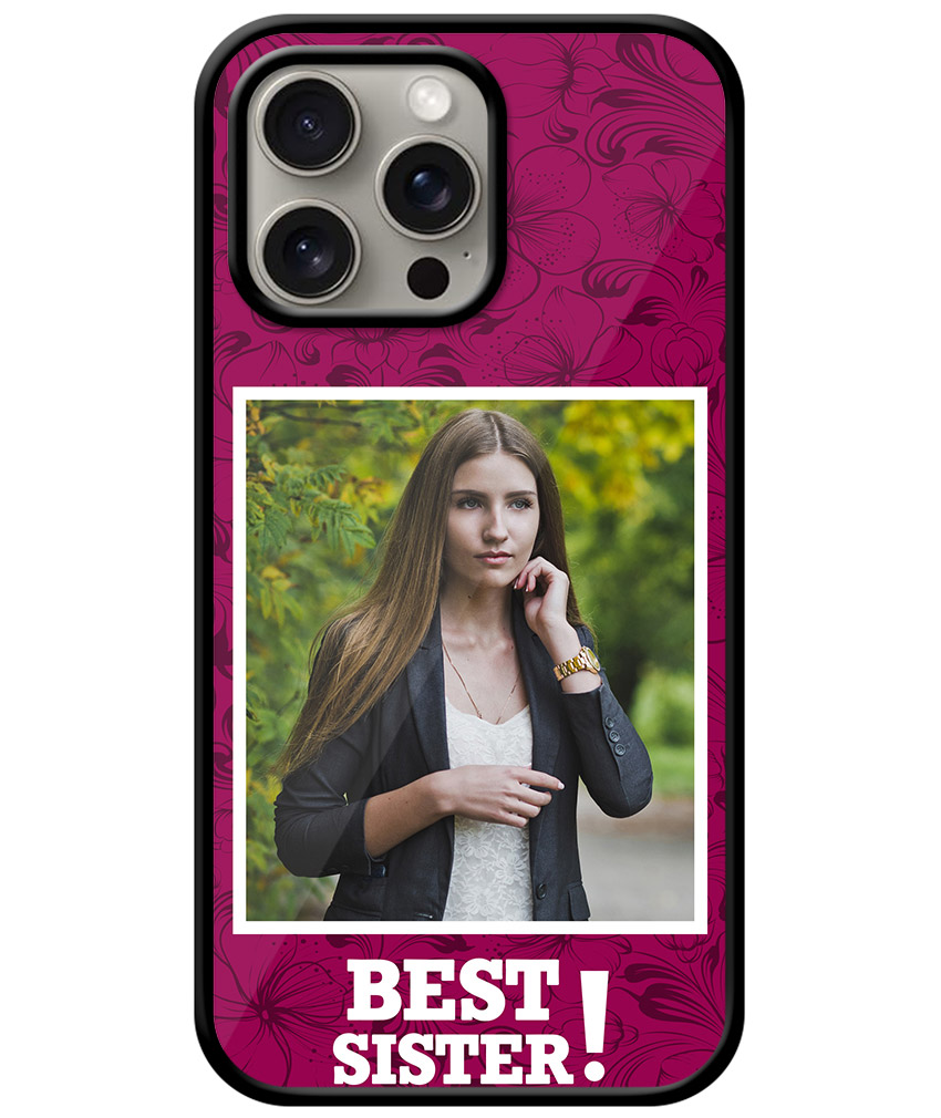 Best Sister Design With Fandango Pink Pattern Background Customised Glossy Metal TPU Mobile Cover
