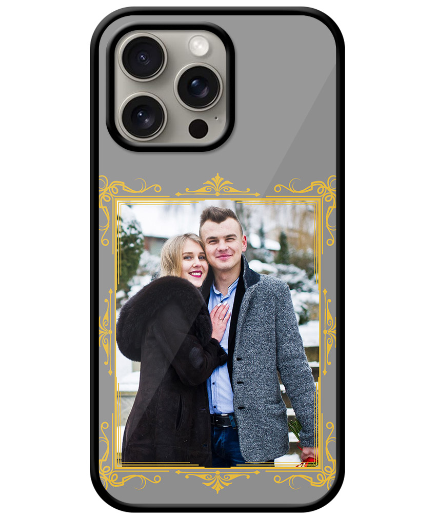 Royal Photoframe With Grey Background Customised Glossy Metal TPU Mobile Cover