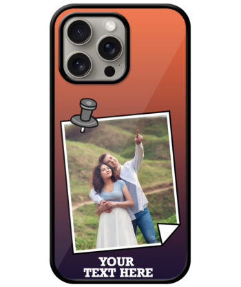 Pinned Photoframe With Orange Dark Purple Gradient Background Customised Glossy Metal TPU Mobile Cover