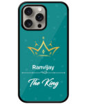 Your Name King Crown Design With Blue Background Customised Glossy Metal TPU Mobile Cover