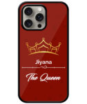 Your Name Queen Crown Design With Red Background Customised Glossy Metal TPU Mobile Cover