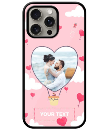 Heart Ballon Photoframe With Abstract Pink Sky Background Customised Glossy Metal TPU Mobile Cover