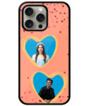 Couple Heart Photoframe With Orange Background Customised Glossy Metal TPU Mobile Cover