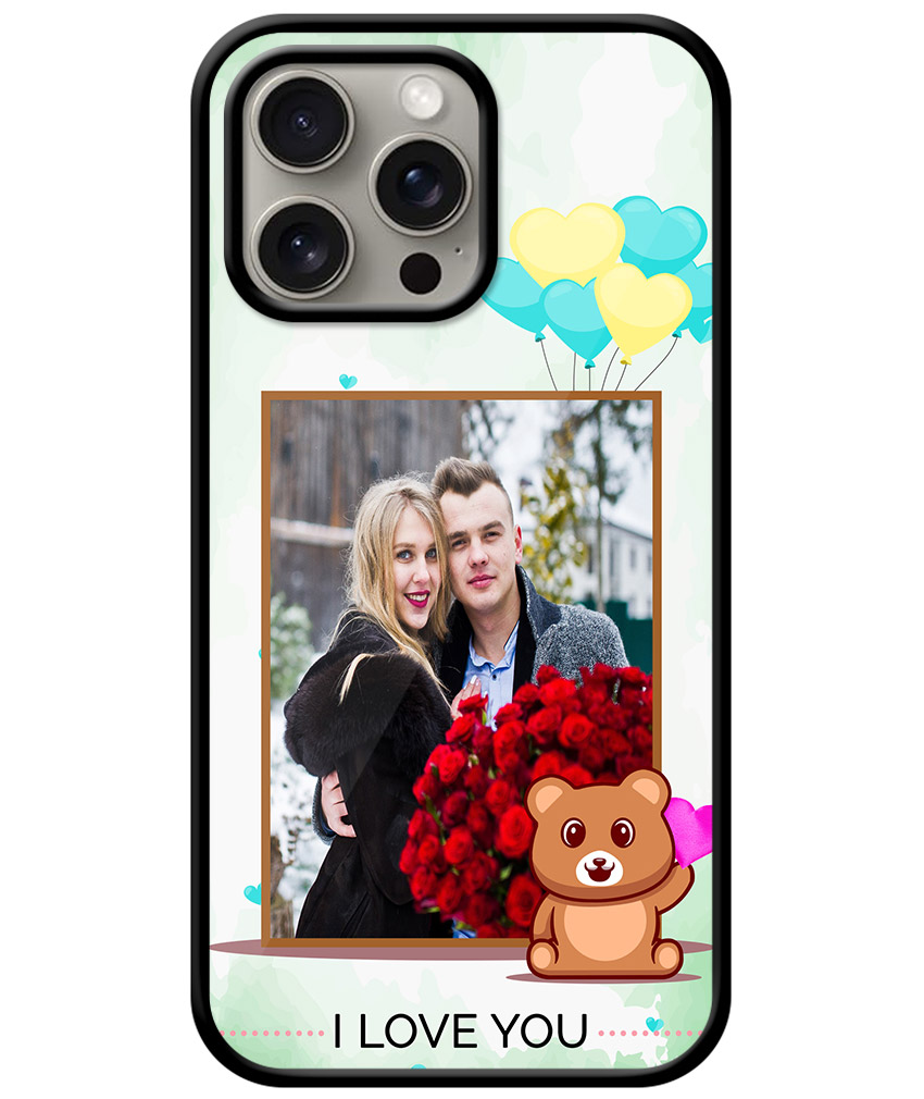 I Love You Message With Green Abstract Background Customised Glossy Metal TPU Mobile Cover