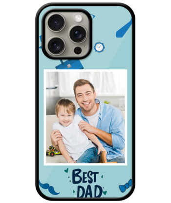 Best Dad Design With Blue Background Customised Glossy Metal TPU Mobile Cover