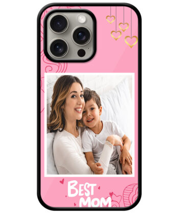 Best Mom Design With Pink Background Customised Glossy Metal TPU Mobile Cover