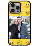 Smiley Pattern With Yellow Background Customised Glossy Metal TPU Mobile Cover