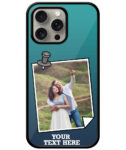 Pinned Photoframe With Teal Ocean Blue Gradient Background Customised Glossy Metal TPU Mobile Cover