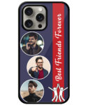 Best Friends Forever Message With 3 Photos Cobalt Blue Background Customised Glossy Metal TPU Mobile Cover