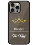 Your Name King Crown Design With Grey Background Customised Glossy Metal TPU Mobile Cover