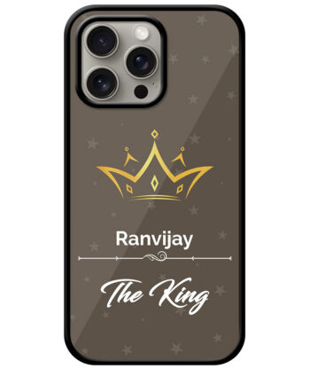 Your Name King Crown Design With Grey Background Customised Glossy Metal TPU Mobile Cover