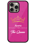 Your Name Queen Crown Design With Magenta Background Customised Glossy Metal TPU Mobile Cover