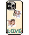 Love Icon With 2 Photos Beige Background Customised Glossy Metal TPU Mobile Cover
