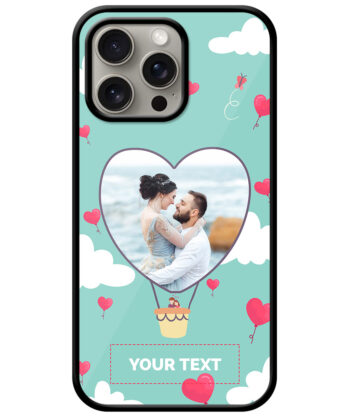 Heart Ballon Photoframe With Blue Sky Background Customised Glossy Metal TPU Mobile Cover