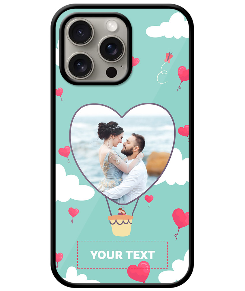 Heart Ballon Photoframe With Blue Sky Background Customised Glossy Metal TPU Mobile Cover