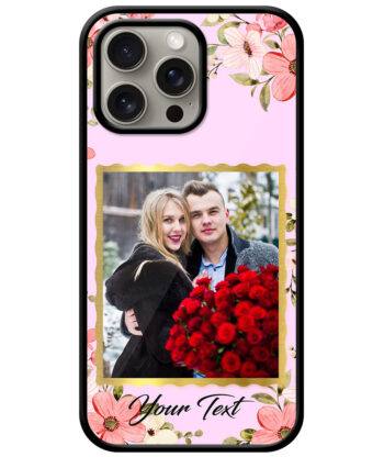 Colorful Flower Print With Blush Pink Background Customised Glossy Metal TPU Mobile Cover