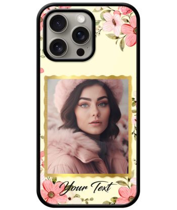 Colorful Flower Print With Yellow Background Customised Glossy Metal TPU Mobile Cover