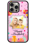 Happy Birthday Design With Blush Pink Background Customised Glossy Metal TPU Mobile Cover