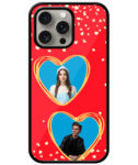 Couple Heart Photoframe With Red Background Customised Glossy Metal TPU Mobile Cover