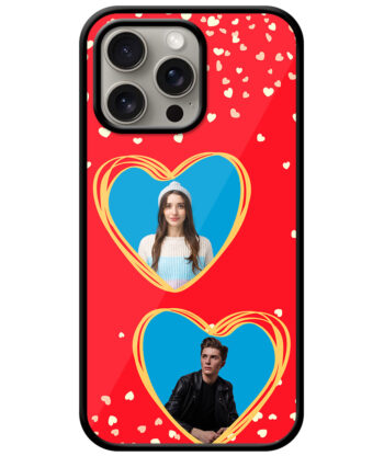 Couple Heart Photoframe With Red Background Customised Glossy Metal TPU Mobile Cover