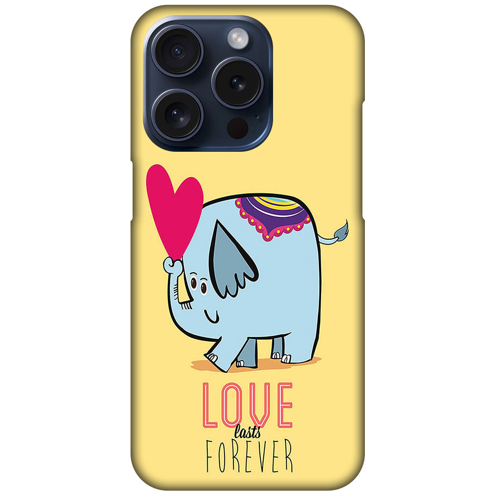 Love Forever Cartoon Elephant Design Hard Plastic Printed Case