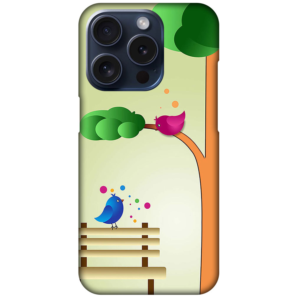 Cartoon Bird Couple Design Hard Plastic Printed Case