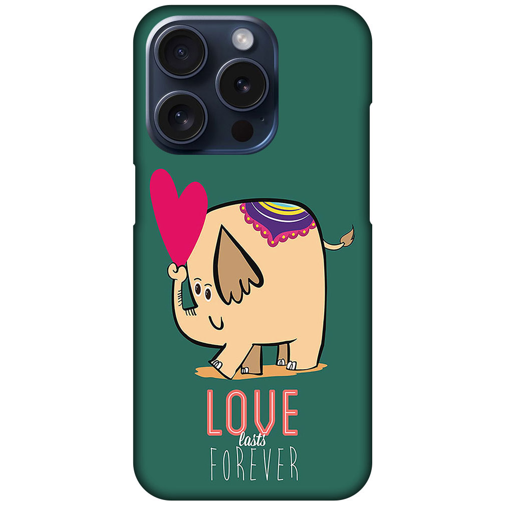 Love Forever Cartoon Elephant Design Hard Plastic Printed Case