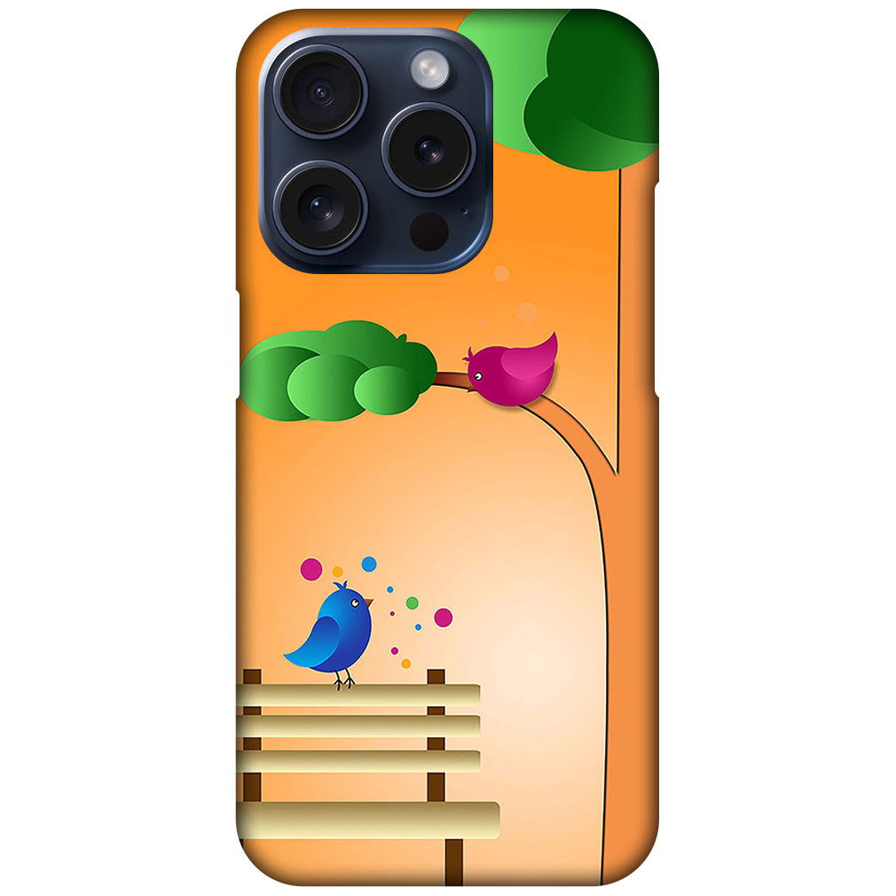 Cartoon Bird Couple Design Hard Plastic Printed Case