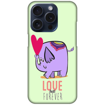 Love Forever Cartoon Elephant Design Hard Plastic Printed Case