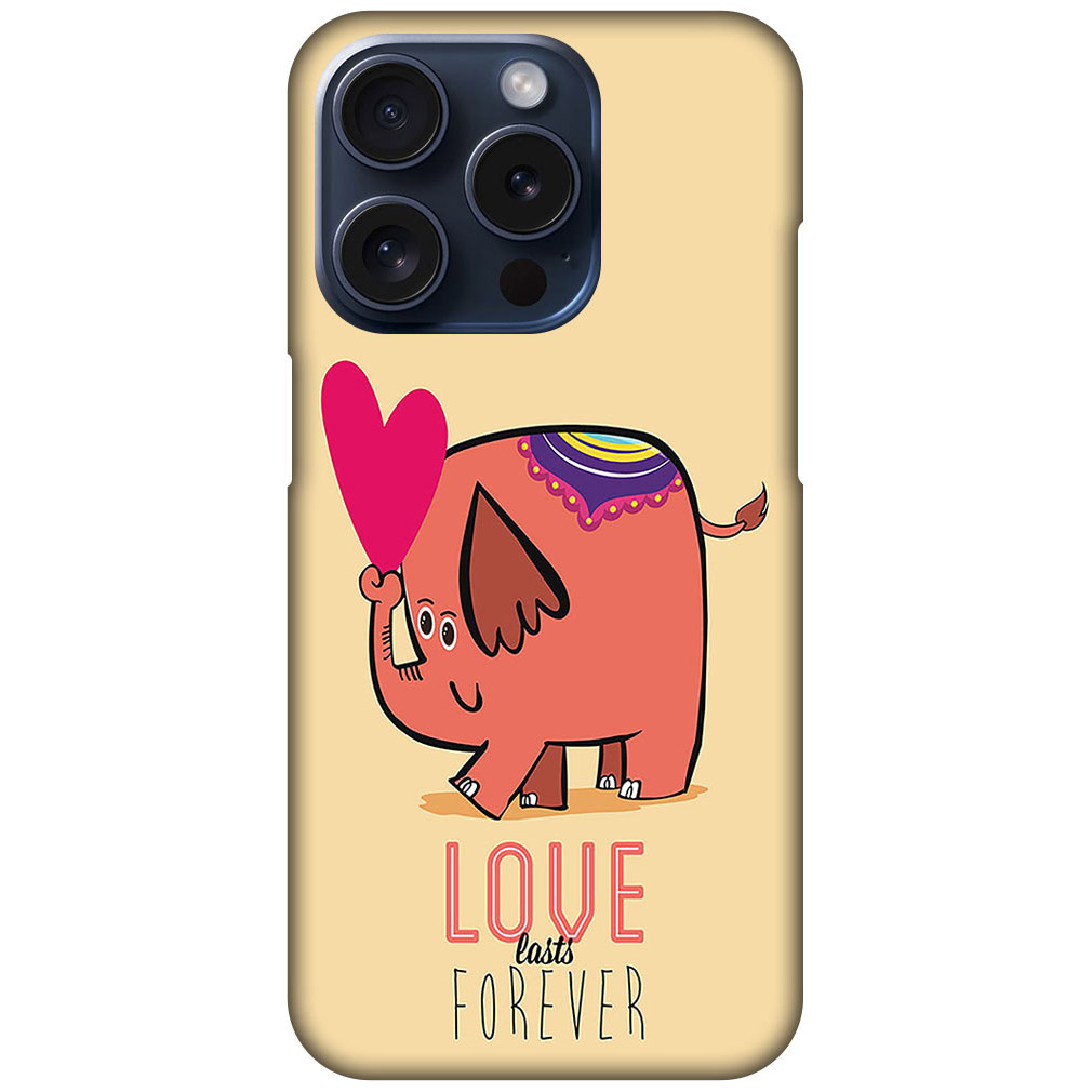 Love Forever Cartoon Elephant Design Hard Plastic Printed Case