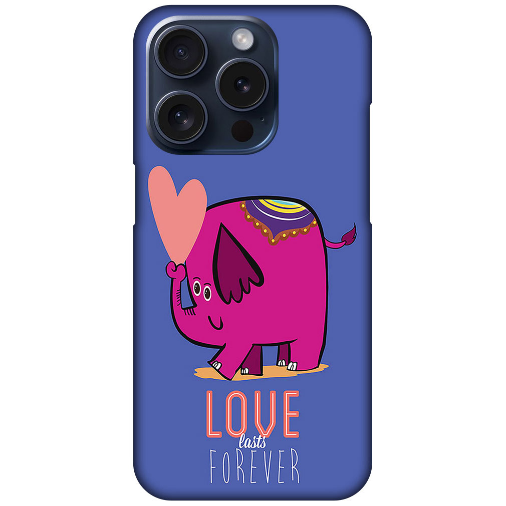 Love Forever Cartoon Elephant Design Hard Plastic Printed Case
