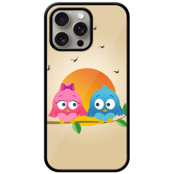 Sunset Bird Couple Graphic Illustration Metal TPU Printed Case